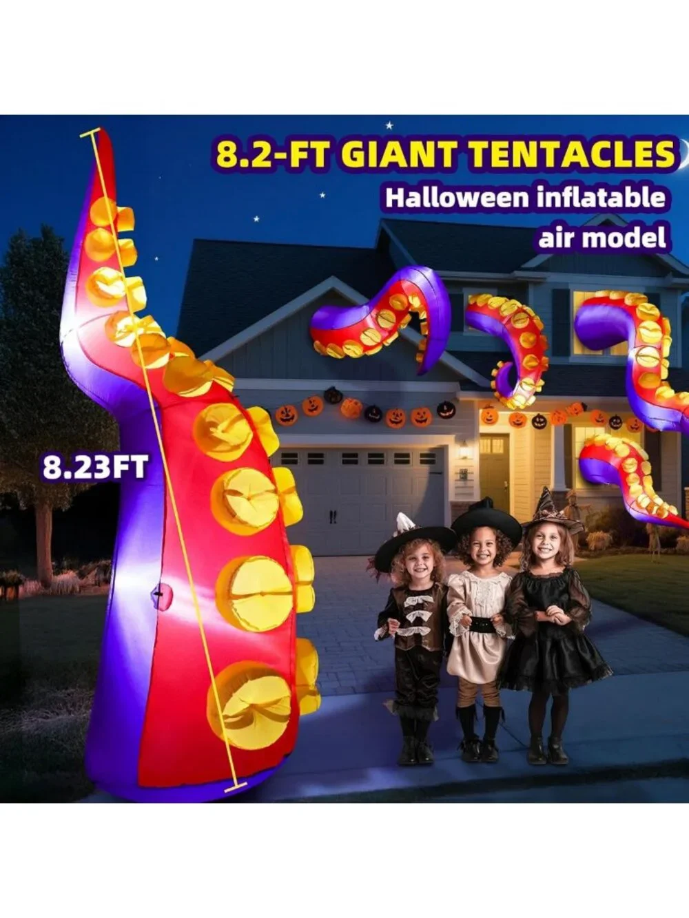 Inflatable Halloween Octopus Tentacles with LED Lights - Outdoor Yard Decoration